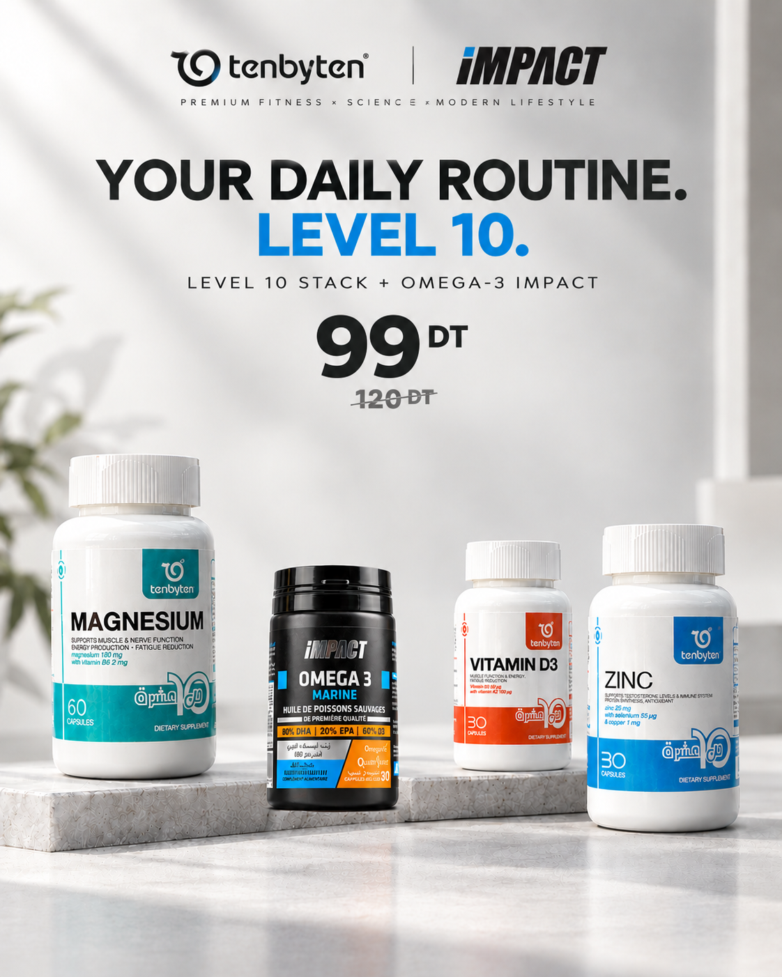 TENBYTEN Level 10 Stack + Omega-3 Impact