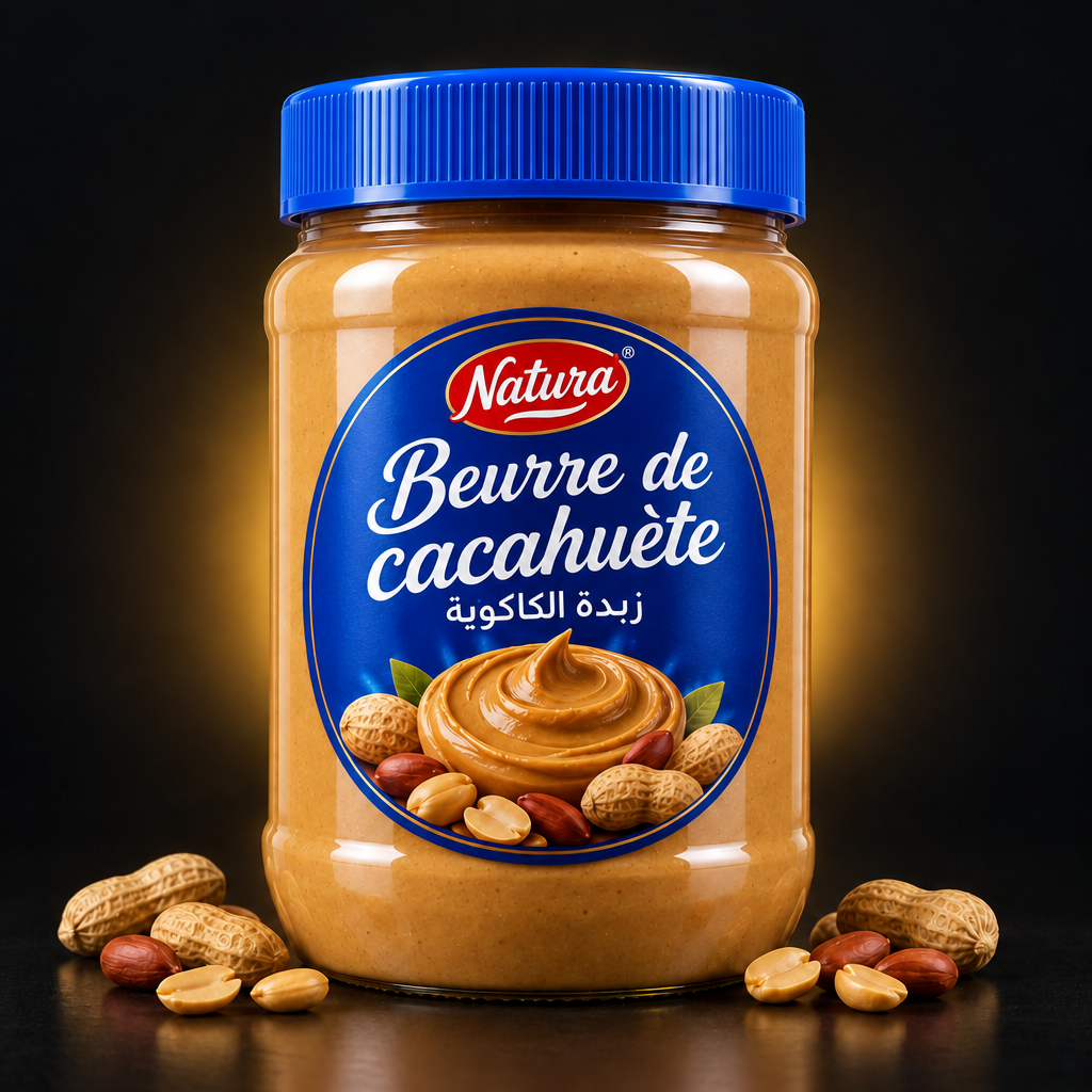 زبدة الكاكوية Natura 300G على خلفية سوداء مع لمسة ذهبية